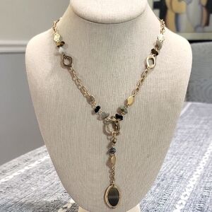 The Sak Beaded Gold Tone Black And Brown Necklace 30"